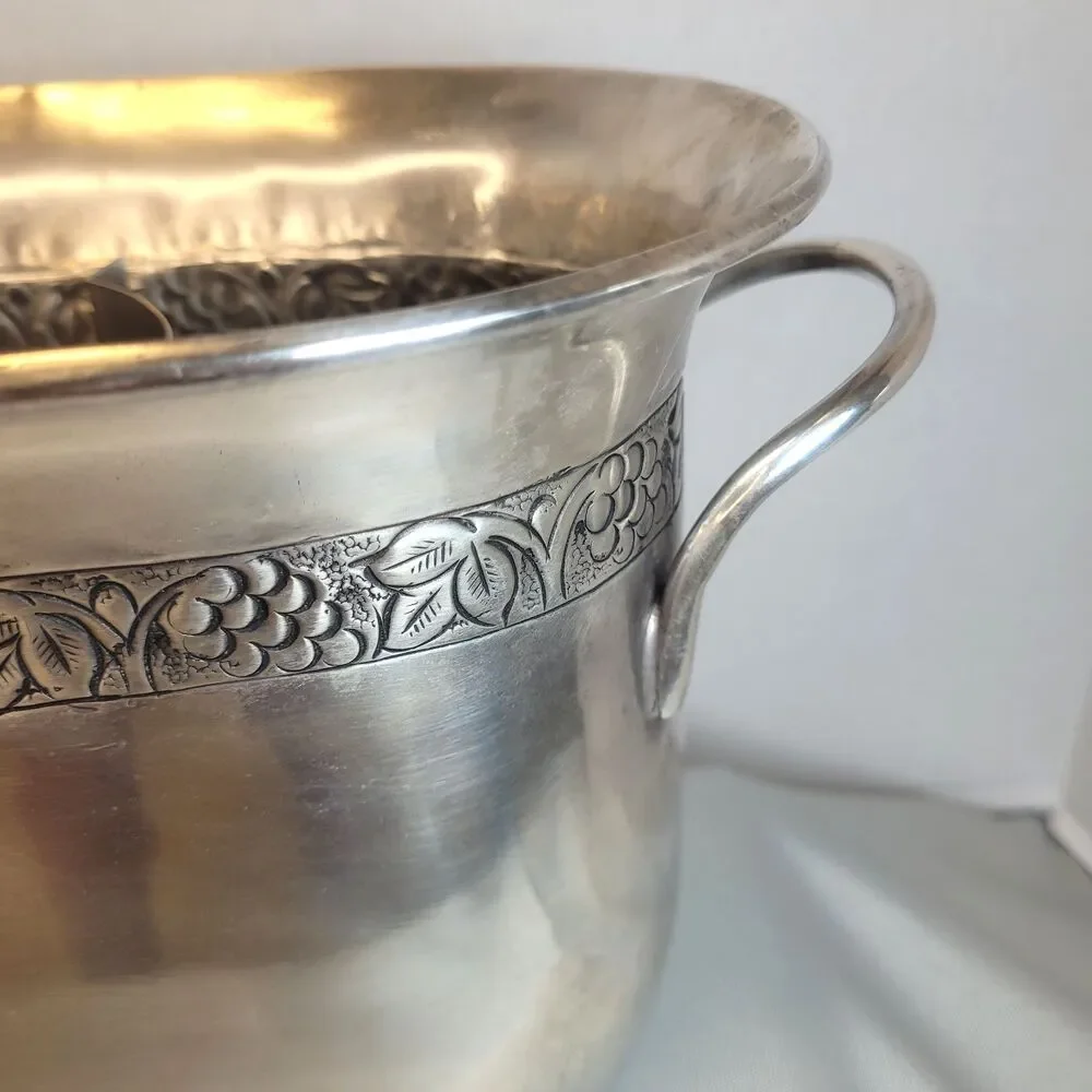 Vintage Pottery Barn Pewter Wine Bottle Champagne Chiller Holder Ice Bucket